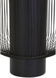 Trento End Table - Round - Black Glass with Wired Design