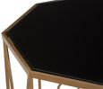 Trento Side Tables - Set of 2 - Black Glass Hexagonal with Gold Metal Base
