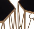 Trento Side Tables - Set of 2 - Black Glass Hexagonal with Gold Metal Base