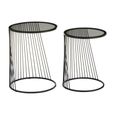 Trento Side Tables - Set of 2 - Glass Round with Black Metal Base