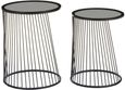 Trento Side Tables - Set of 2 - Glass Round with Black Metal Base