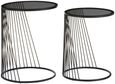Trento Side Tables - Set of 2 - Glass Round with Black Metal Base