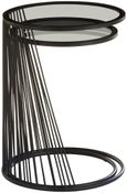Trento Side Tables - Set of 2 - Glass Round with Black Metal Base
