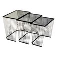 Trento Side Tables - Set of 3 - Glass with Black Metal Base