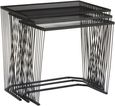 Trento Side Tables - Set of 3 - Glass with Black Metal Base