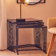 Trento Side Tables - Set of 3 - Glass with Black Metal Base
