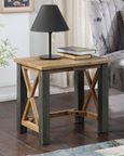 Urban Elegance Reclaimed Wood Side Lamp Table - Open Front