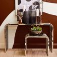 Vogue End Table - Glass and Chrome - Slatted Curved