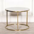 Side Table with Gold Frame - White Marble - Round