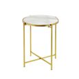 End Table - Round - White Marble and Gold Metal