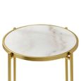 End Table - Round - White Marble and Gold Metal