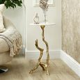 Side Table - Round - White Marble and Gold Metal
