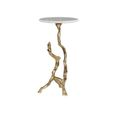 Side Table - Round - White Marble and Gold Metal