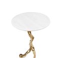 Side Table - Round - White Marble and Gold Metal