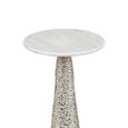 Side Table - Round - White Marble and Textured Nickel