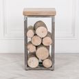 Mango Wood and Metal Log Store Side Table