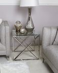 Zenith - End Table - Square - Glass and Chrome