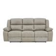 Bentley Grey Leather 3 Seater Recliner Sofa