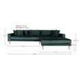 Lido Lounge Sofa - Dark Green - Fabric - Natural Legs - RHF