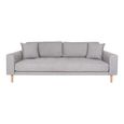 Lido Sofa - 3 Seater - Light Grey - Fabric