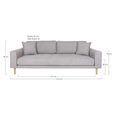 Lido Sofa - 3 Seater - Light Grey - Fabric