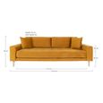 Lido Sofa - 3 Seater - Mustard - Fabric