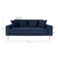 Lido Sofa - 2.5 Seater - Blue - Velvet Fabric