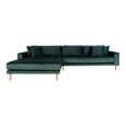 Lido Lounge Sofa - Dark Green - Fabric - Natural Legs - LHF