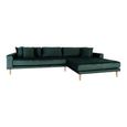Lido Lounge Sofa - Dark Green - Fabric - Natural Legs - LHF