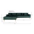 Lido Lounge Sofa - Dark Green - Fabric - Natural Legs - LHF