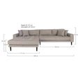 Lido Lounge Sofa - Stone - Fabric - Black Legs - LHF