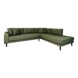 Lido Corner Sofa - Open End - Olive Green - Fabric - Black Legs - RHF
