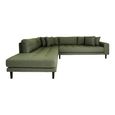 Lido Corner Sofa - Open End - Olive Green - Fabric - Black Legs - LHF