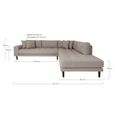Lido Corner Sofa - Open End - Stone - Fabric - Black Legs - RHF