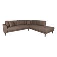 Lido Corner Sofa - Open End - Brown - Fabric - Black Legs - RHF
