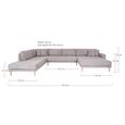 Lido U-Sofa - Open End - Grey - Fabric - Natural Legs - RHF