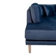 Lido U-Sofa - Open End - Dark Blue - Velvet Fabric - Natural Legs - RHF