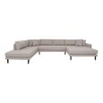 Lido U-Sofa - Open End - Stone - Fabric - Black Legs - RHF