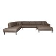 Lido U-Sofa - Open End - Brown - Fabric - Black Legs - RHF