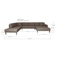 Lido U-Sofa - Open End - Brown - Fabric - Black Legs - RHF