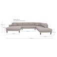 Lido U-Sofa - Open End - Stone - Fabric - Black Legs - LHF