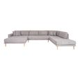 Lido U-Sofa - Open End - Grey - Fabric - Natural Legs - LHF