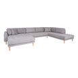 Lido U-Sofa - Open End - Grey - Fabric - Natural Legs - LHF