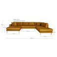 Lido U-Sofa - Open End - Mustard Yellow - Velvet Fabric - Natural Legs - LHF