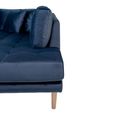 Lido U-Sofa - Open End - Dark Blue - Velvet Fabric - Natural Legs - LHF