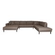 Lido U-Sofa - Open End - Brown - Fabric - Black Legs - LHF