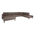 Lido U-Sofa - Open End - Brown - Fabric - Black Legs - LHF