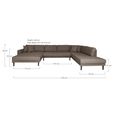Lido U-Sofa - Open End - Brown - Fabric - Black Legs - LHF