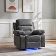 Foster Grey Fabric Recliner Armchair with LED Lights