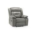 Novie Manual Recliner Armchair - Grey Faux Leather